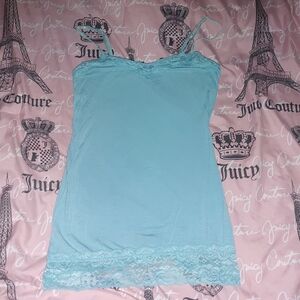 Tiffany Blue Lace Trim Cami Top S XS